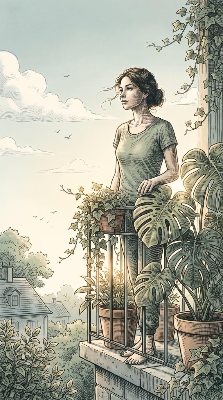 Calm illustrated scene representing grounding and presence
